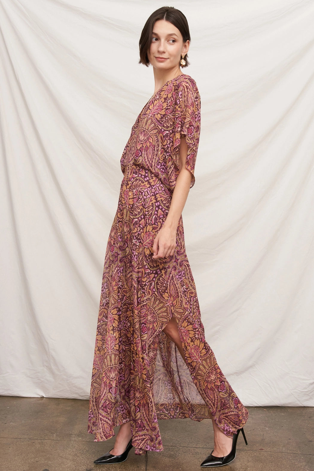 Marisol Paisley Maxi Dress in Purple Multi, view 7
