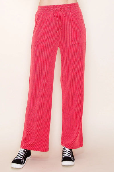 Up Late Ribbed Pant, Red