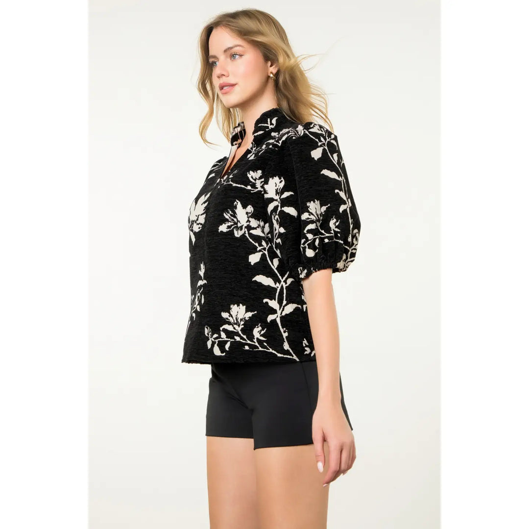 Chenille Puff Sleeve Top