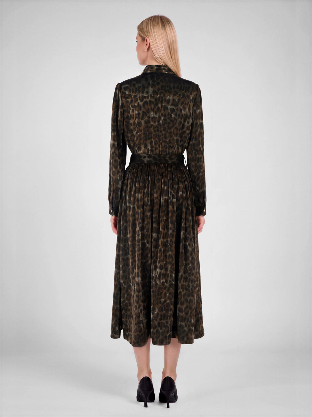 Serengeti Belted Leopard Midi Dress