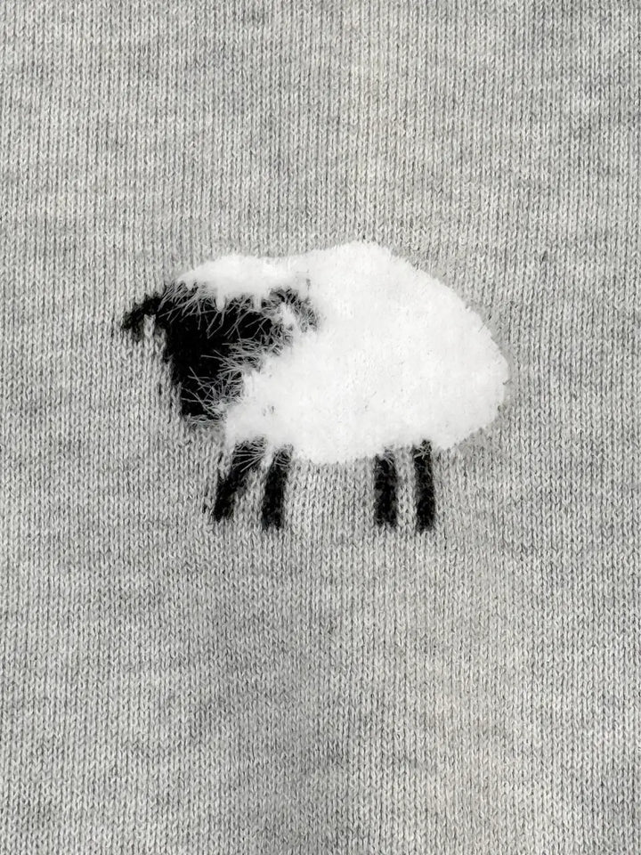 Furry Sheep Baby Jumpsuit fuzzy 3D jacquard sheep detail