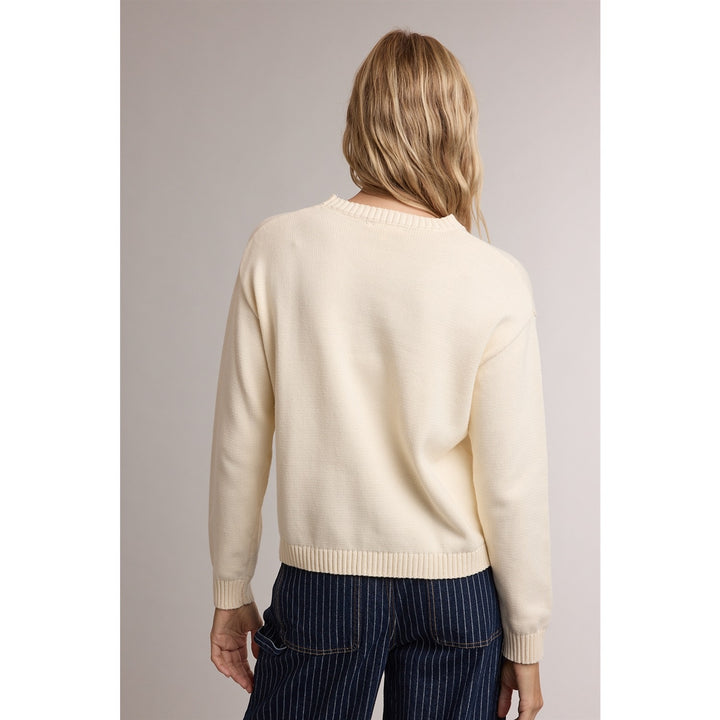 Game Day Football Sweater in cream, back view