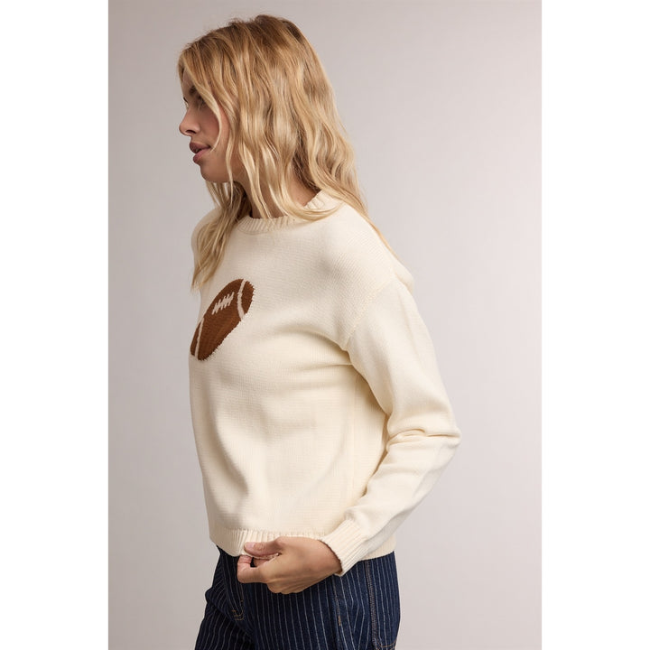 Game Day Football Sweater in cream, side view