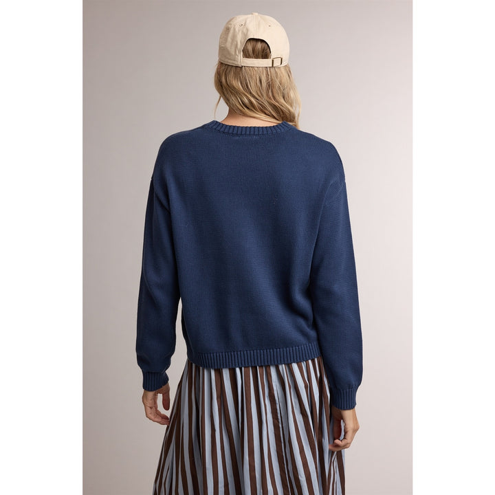 Game Day Football Sweater in navy, back view