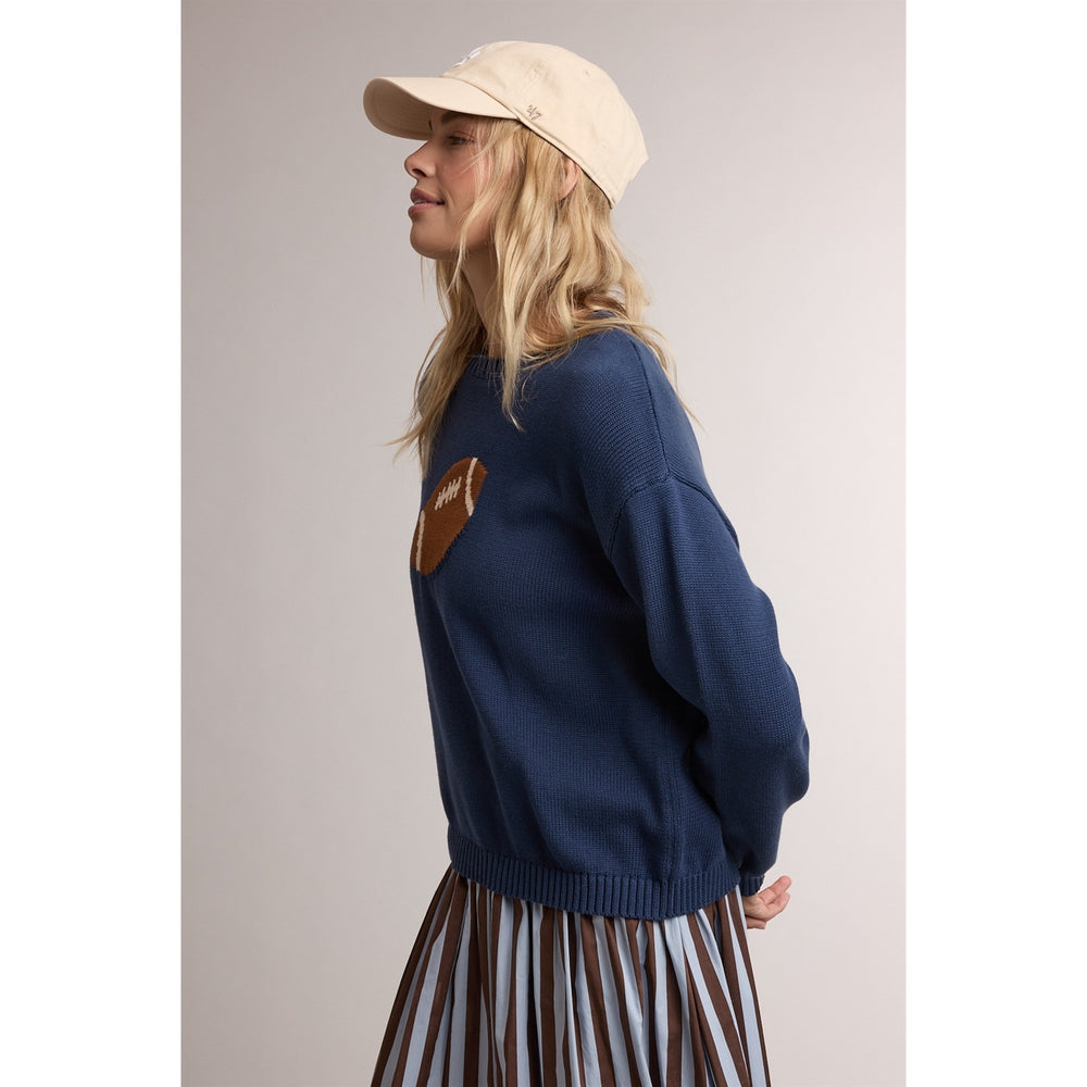 Game Day Football Sweater in navy, side view