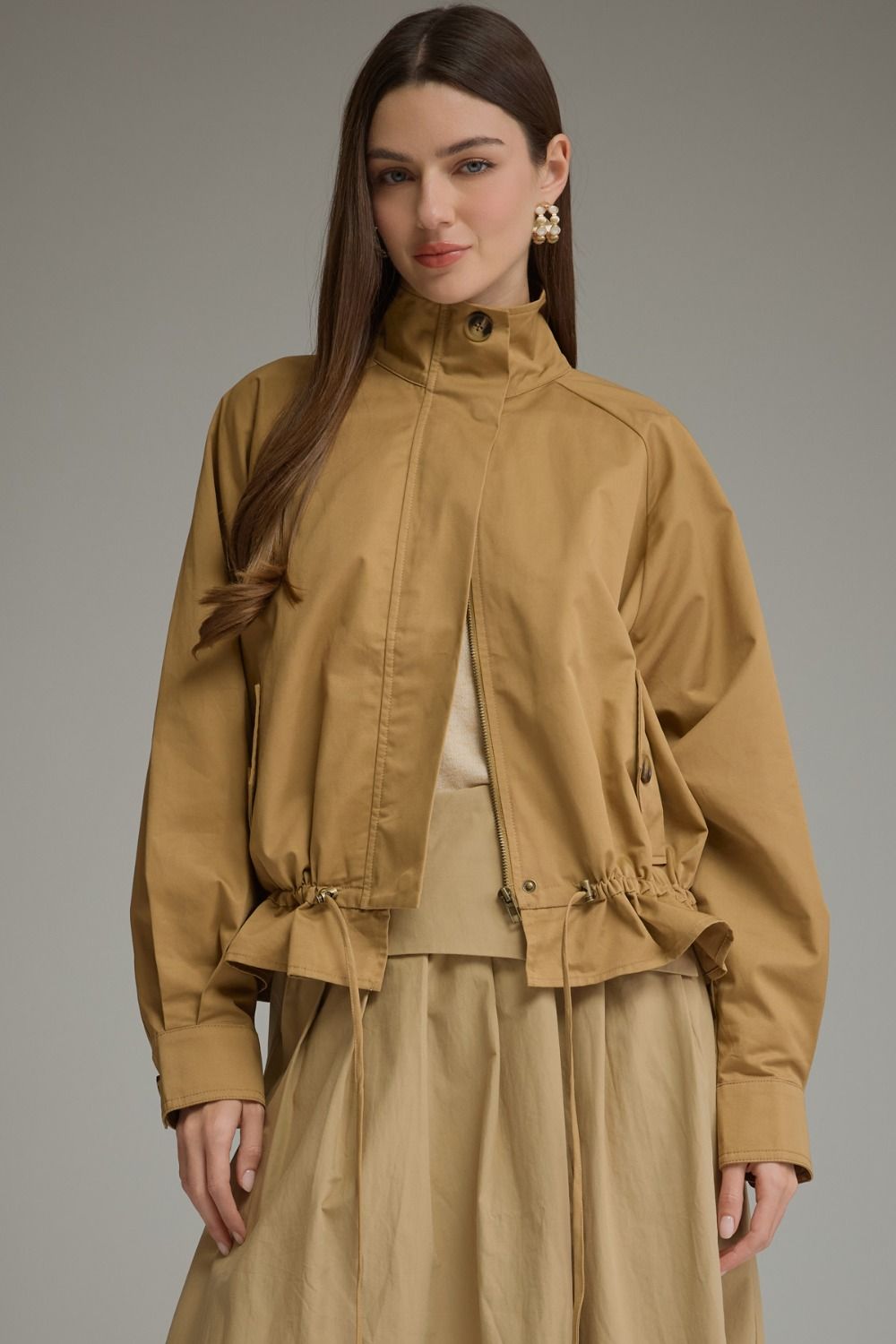 Harlow Cotton Utility Jacket in Camel by Entro