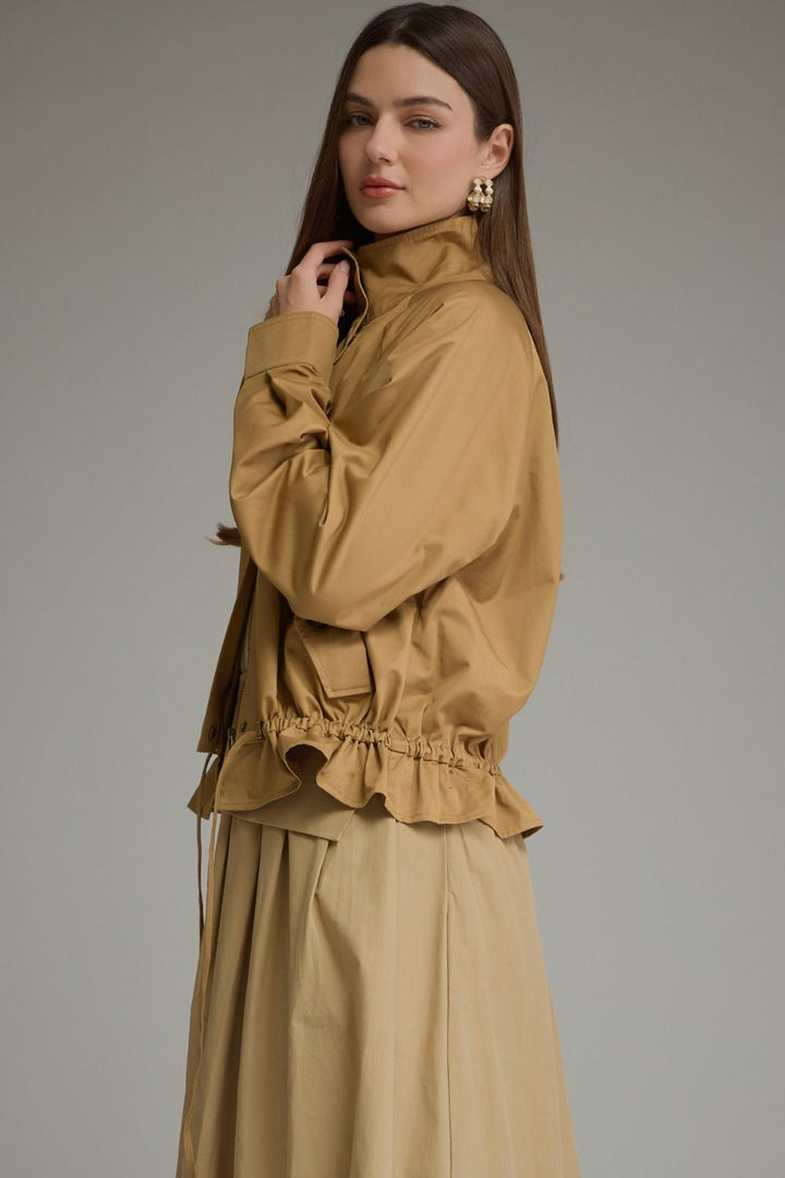 Harlow Cotton Utility Jacket in Camel by Entro, view 3