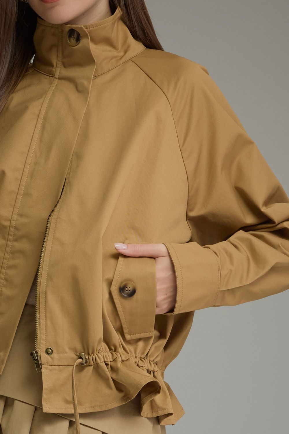 Harlow Cotton Utility Jacket in Camel by Entro, view 4