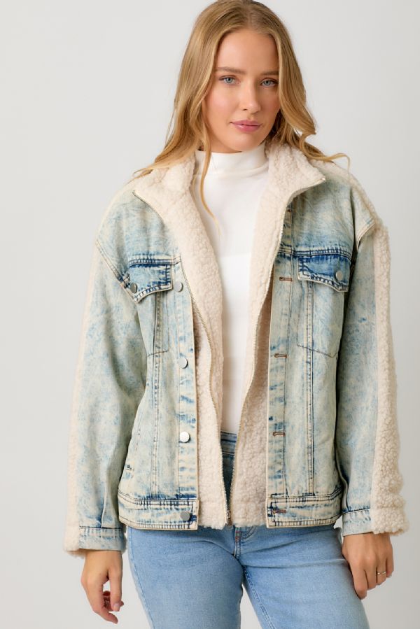 Cream Soda Sherpa Denim Jacket, Final Sale