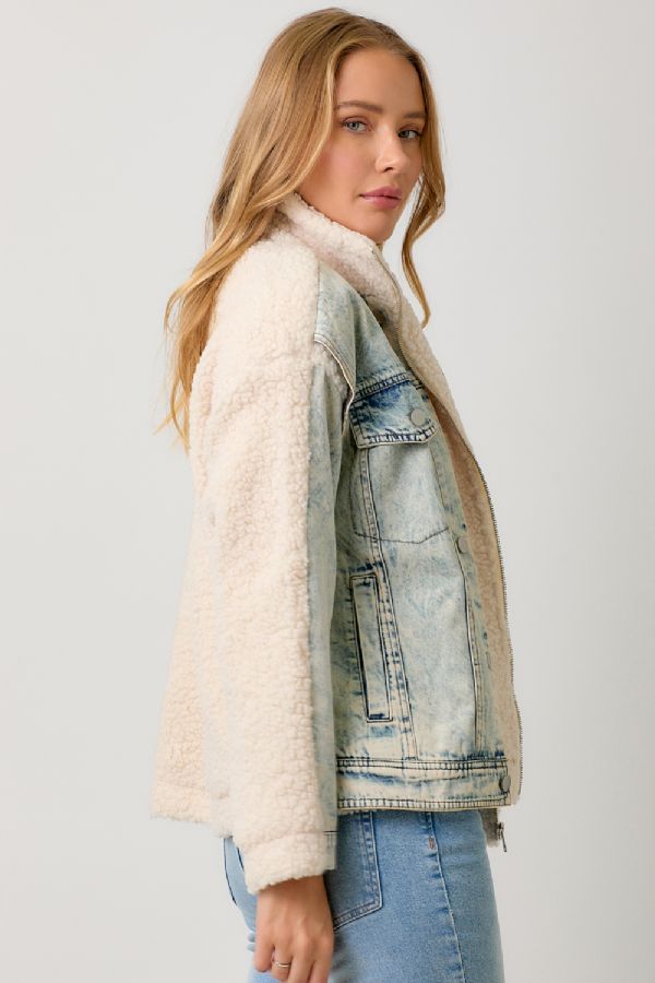 Cream Soda Sherpa Denim Jacket, Final Sale