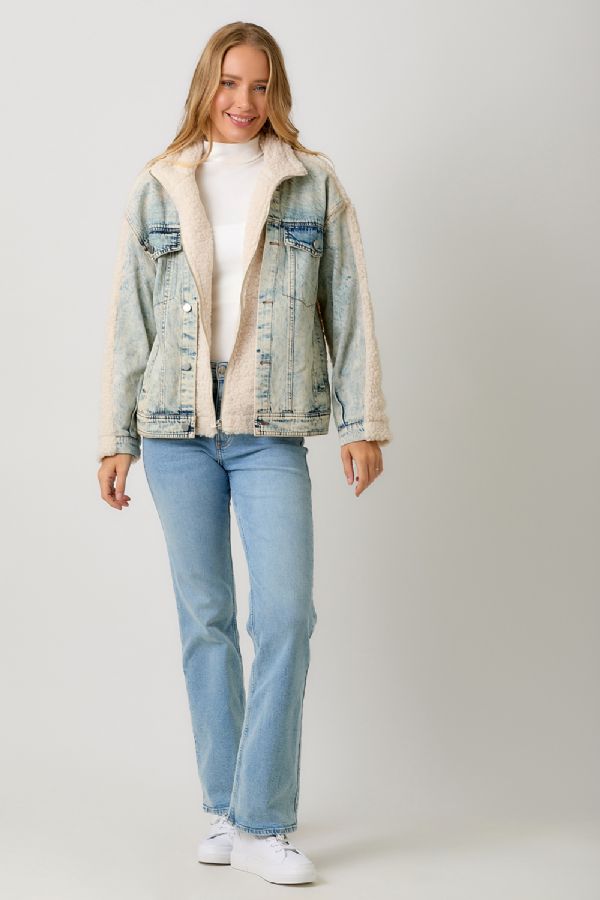 Cream Soda Sherpa Denim Jacket, Final Sale