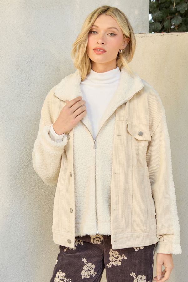 Cozy in Sherpa Corduroy Coat