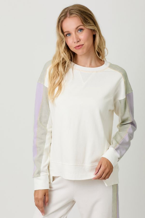 Lavender & Cream Color Block Sweater