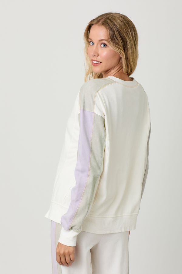 Lavender & Cream Color Block Sweater