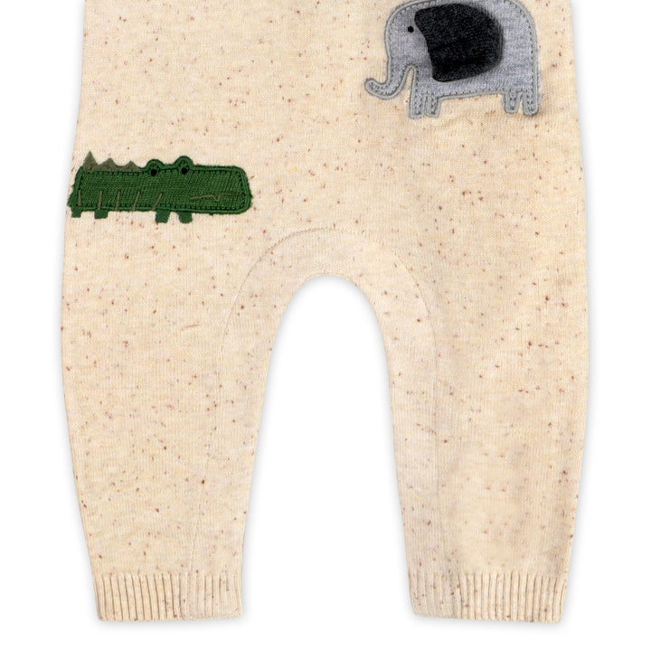 Oatmeal safari animal organic cotton baby jumpsuit by Viverano