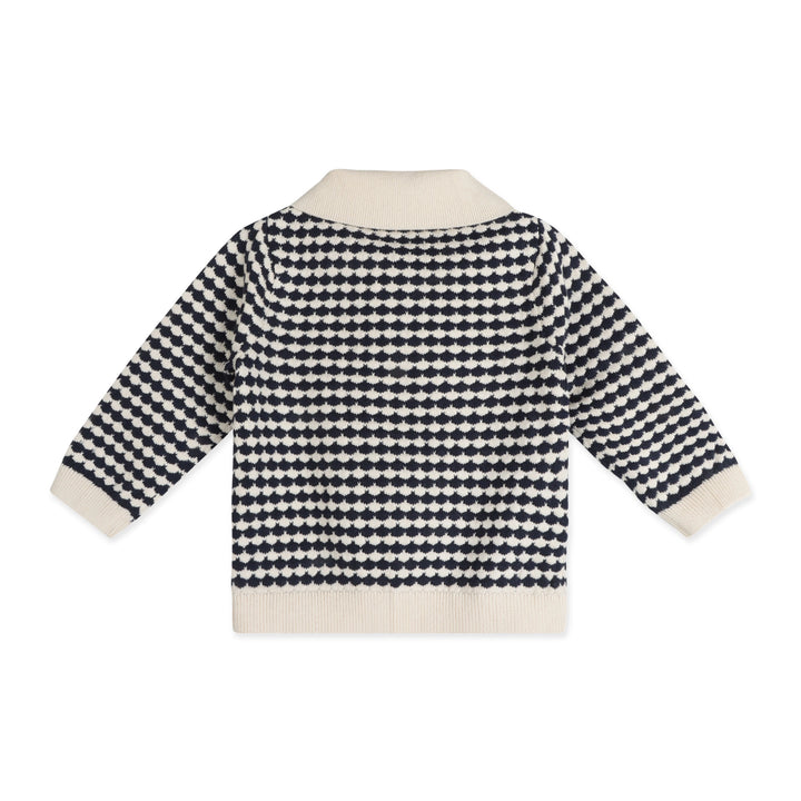 Organic cotton navy polo knit set for babies and toddlers by Viverano