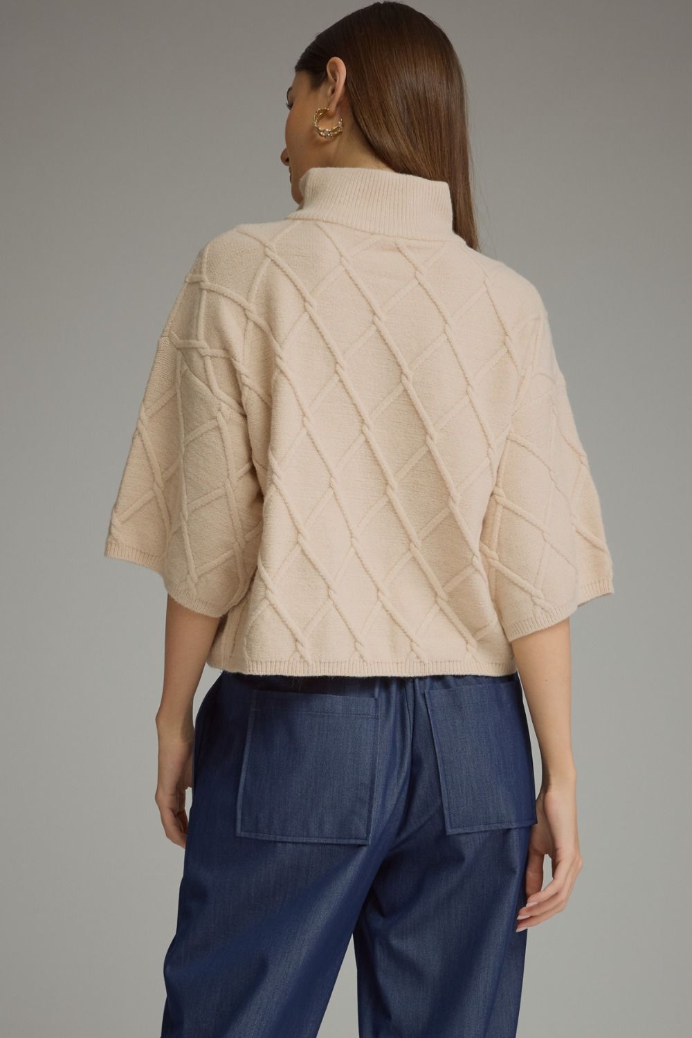 Liesel Cable Sweater in ecru, back view
