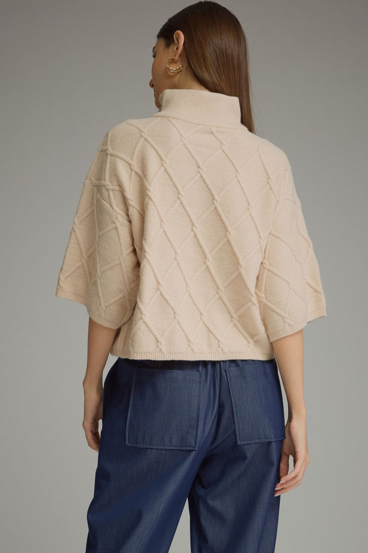 Liesel Cable Sweater in ecru, back view