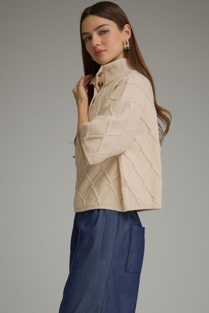 Liesel Cable Sweater in ecru, side view