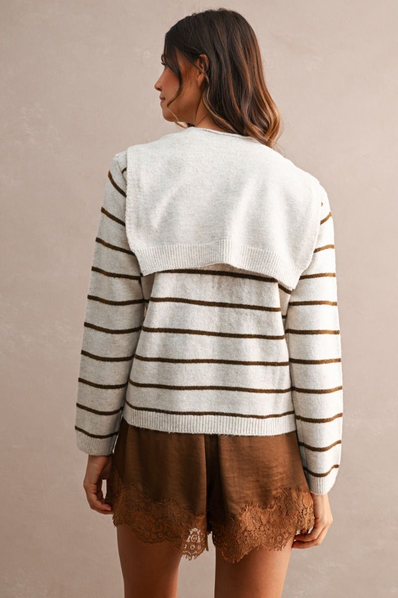 Selena Stripe Sweater w/ Scarf