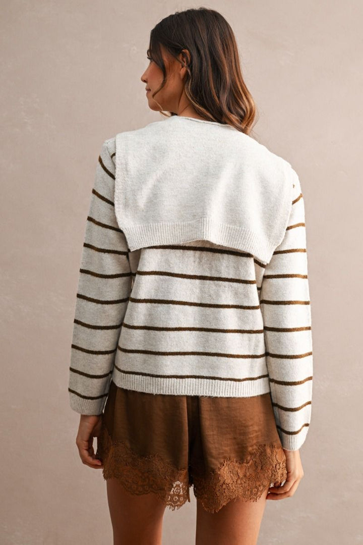 Selena Stripe Sweater w/ Scarf