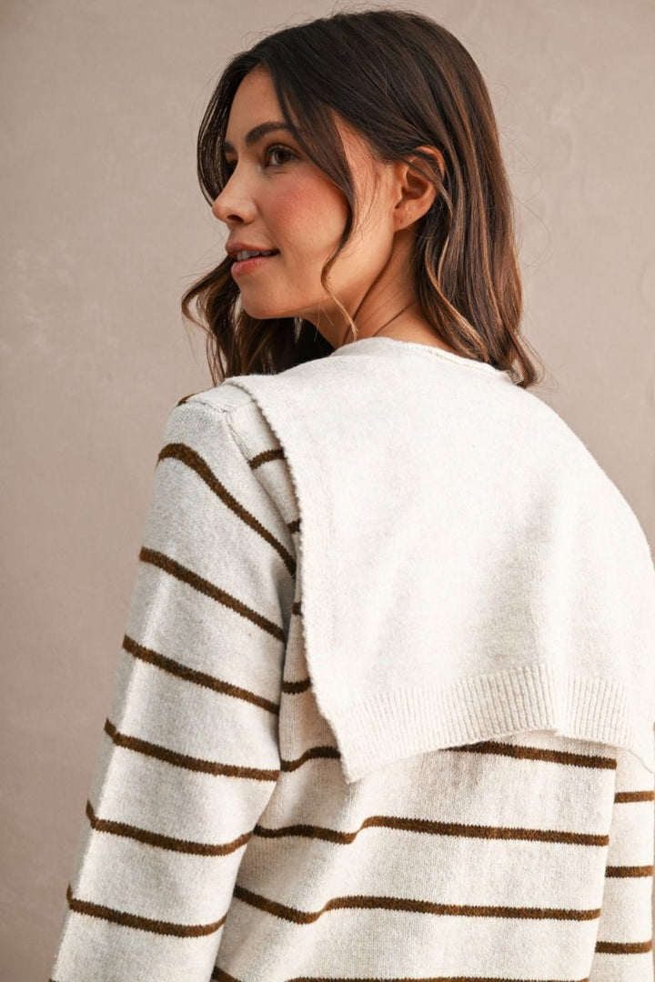 Selena Stripe Sweater w/ Scarf