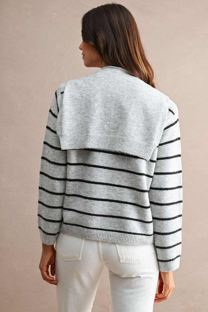 Selena Stripe Sweater w/ Scarf