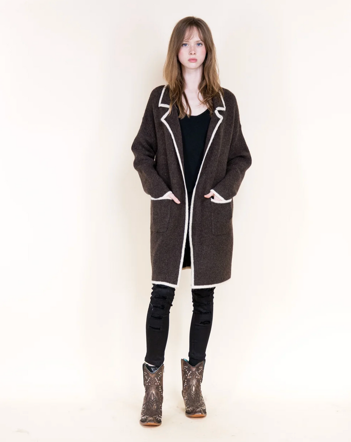 Notch Lapel Long Cardigan for women