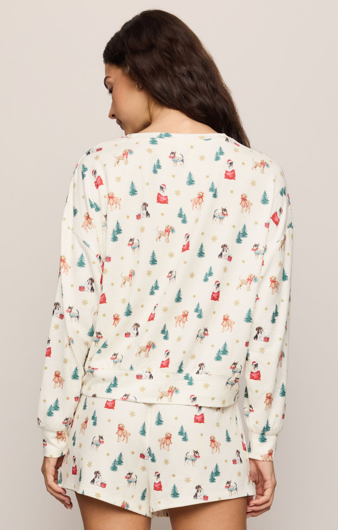 Back view of the Z Supply Pawfect Long Sleeve Pajama Top in Vanilla Ice