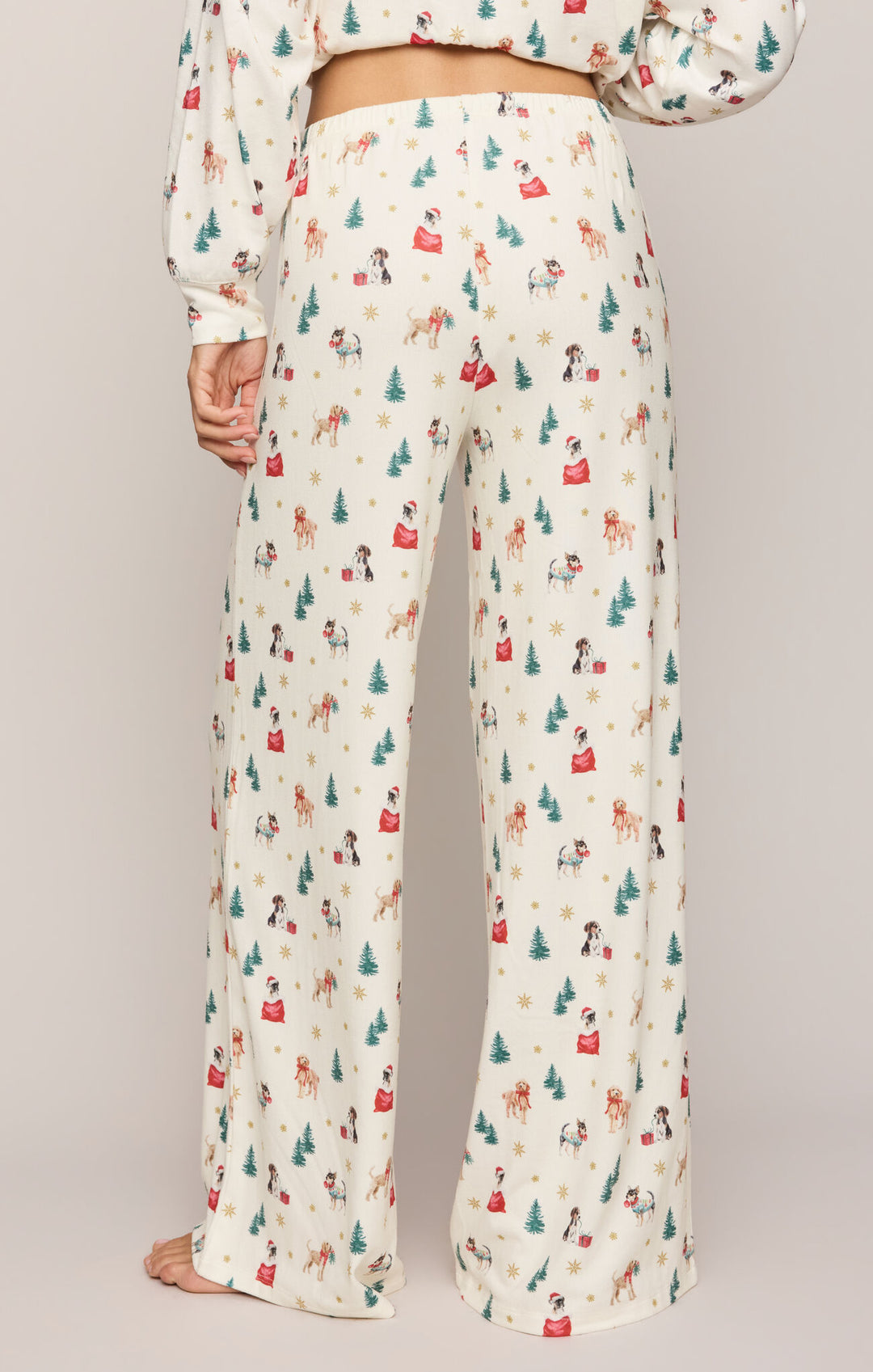 Back view of the Pawfect Pajama Pant in Vanilla Ice holiday dog print