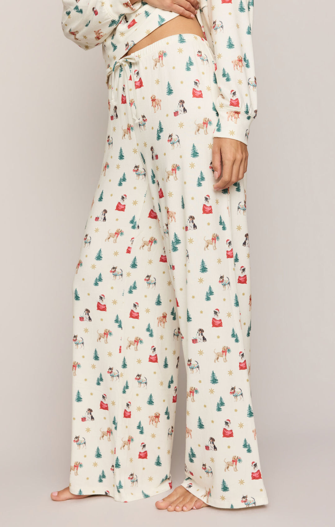 Side view of the Z Supply Pawfect Pajama Pant showing the wide-leg silhouette