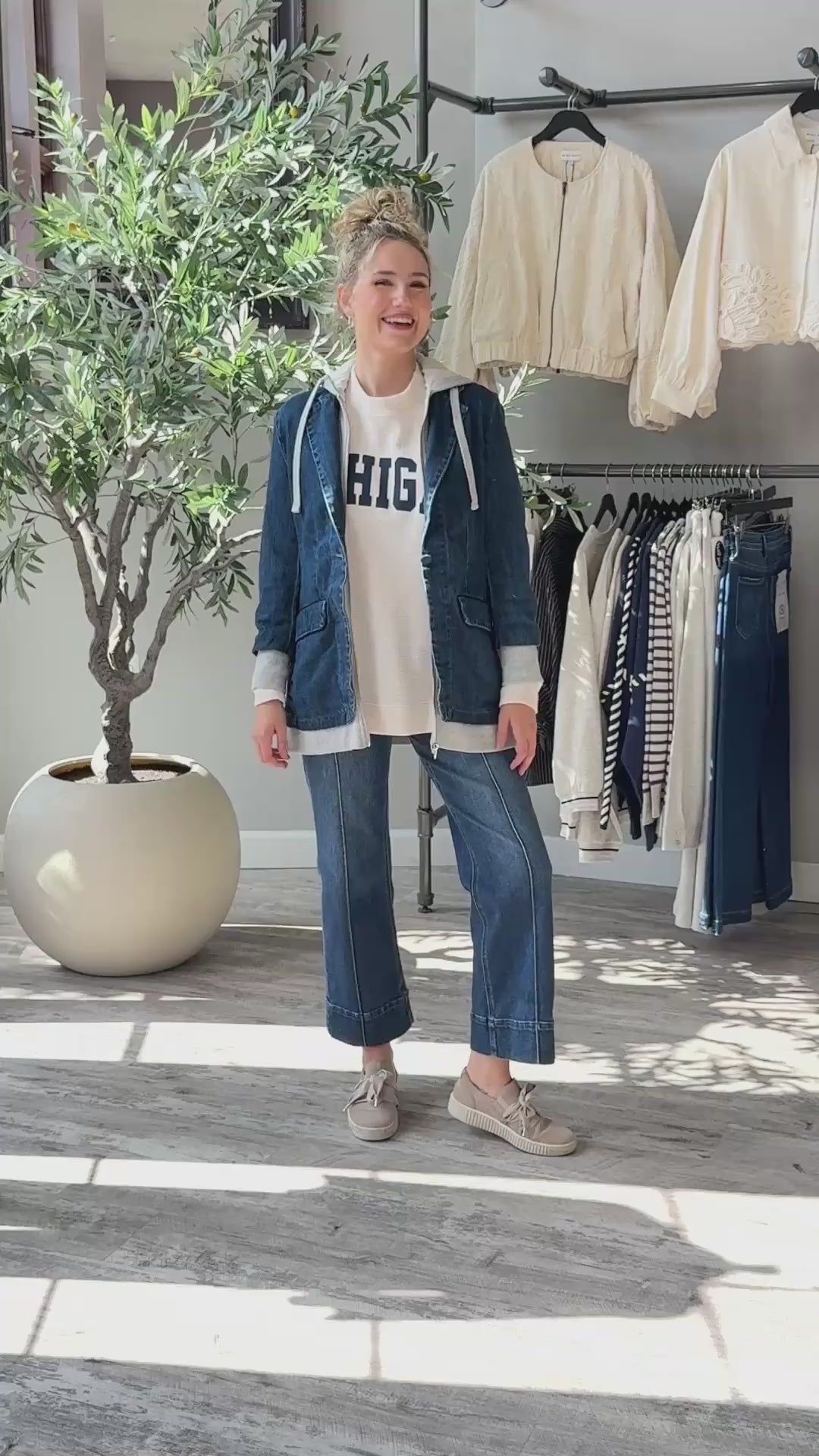 Denim Hoodie Blazer