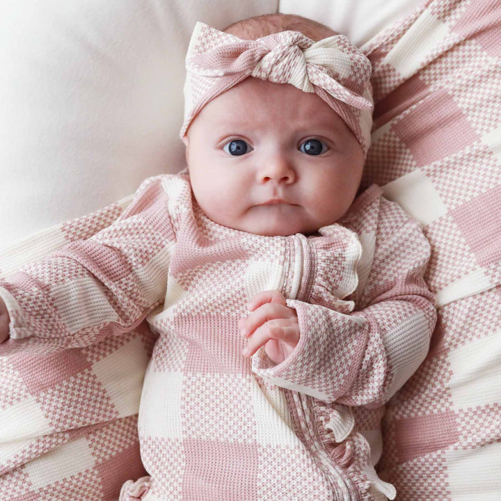 Big Check Waffle Ruffle Footie