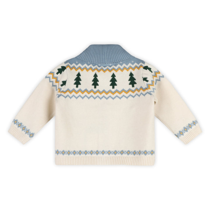 Ski Lodge Baby Sweater &amp; Pant Set winter knit motif close-up