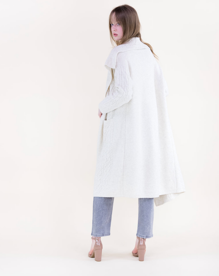 Beige cable knit cardigan from Original at Just Girls Boutique