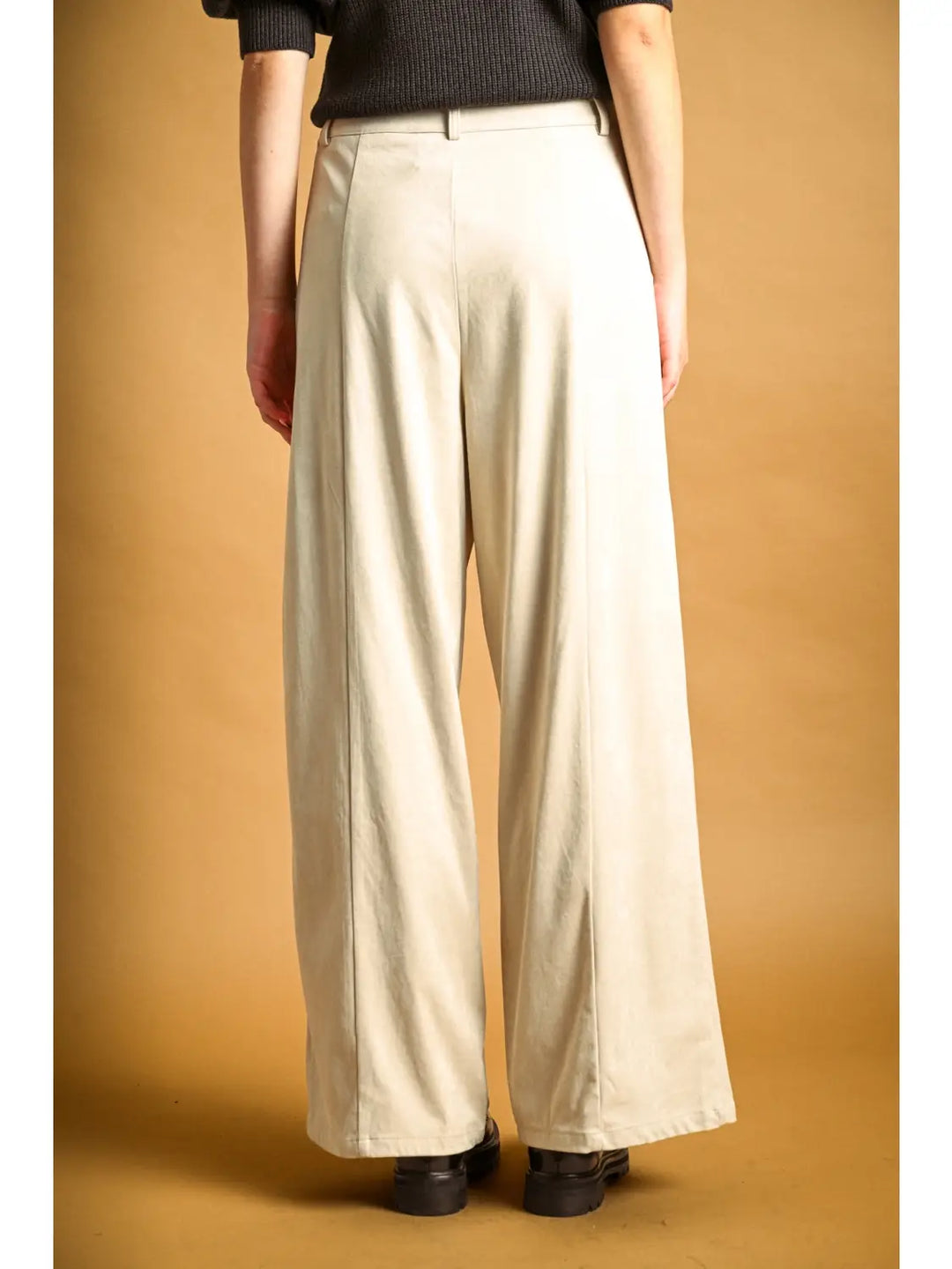 Sonoma Suede Pleated Pants in ash beige, side view