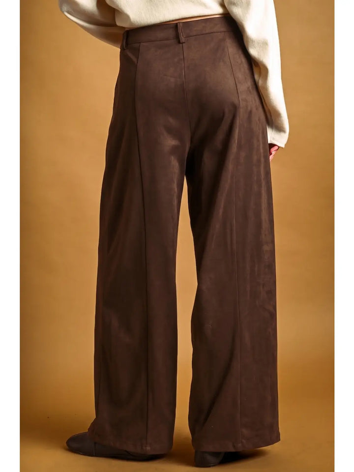 Sonoma Suede Pleated Pants in coffee, back view