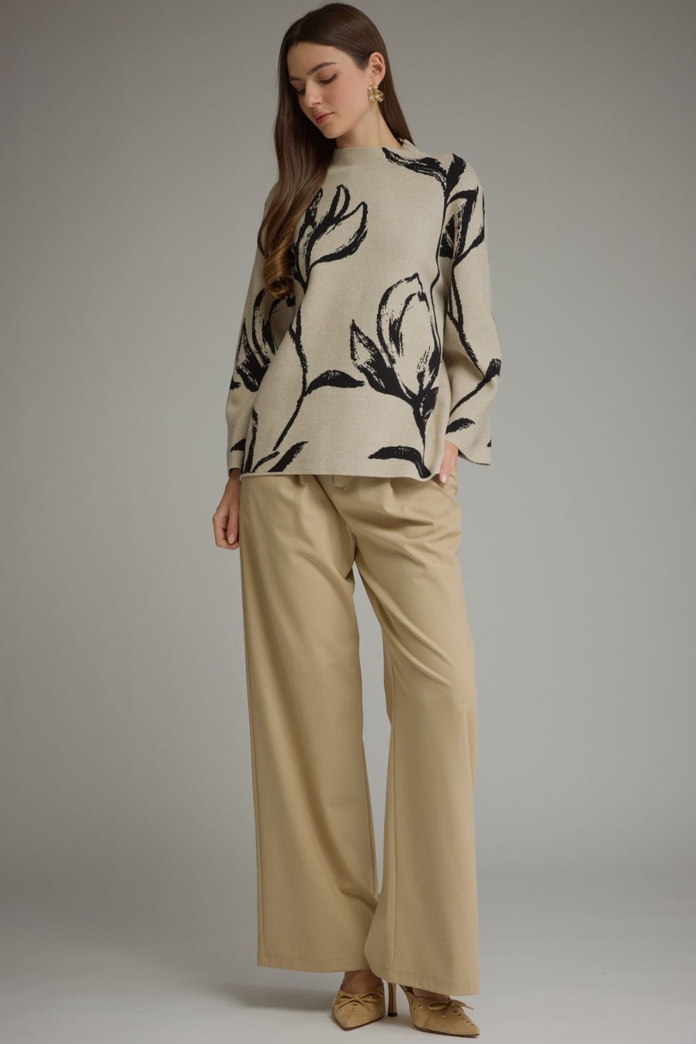 Floral Motif Sweater