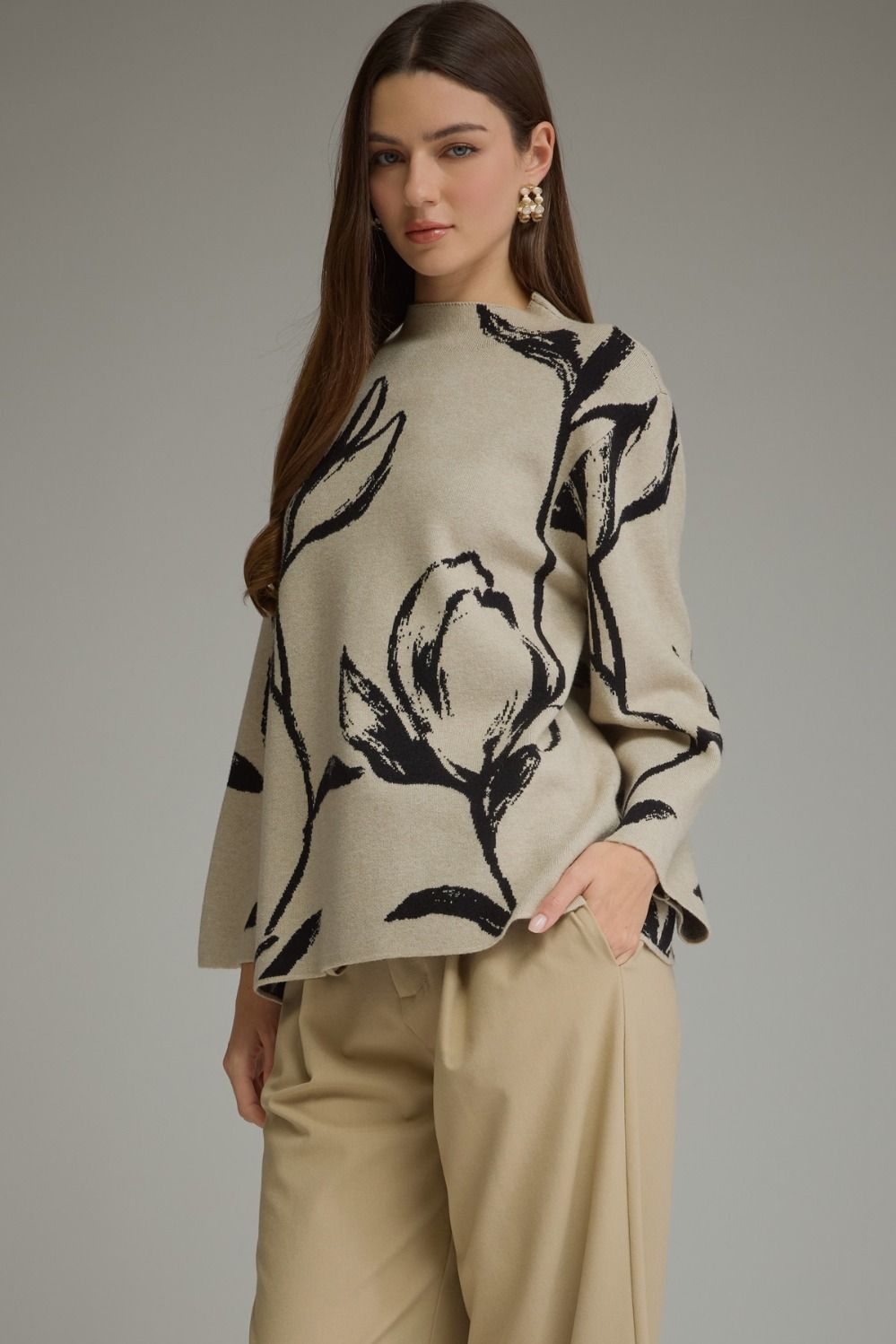 Floral Motif Sweater