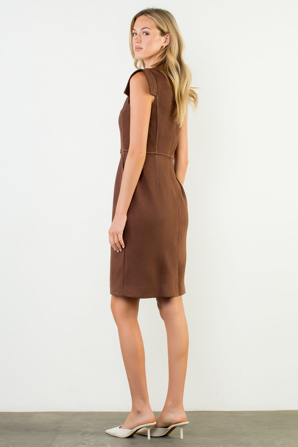 Suede Chic Cap Sleeve Dress