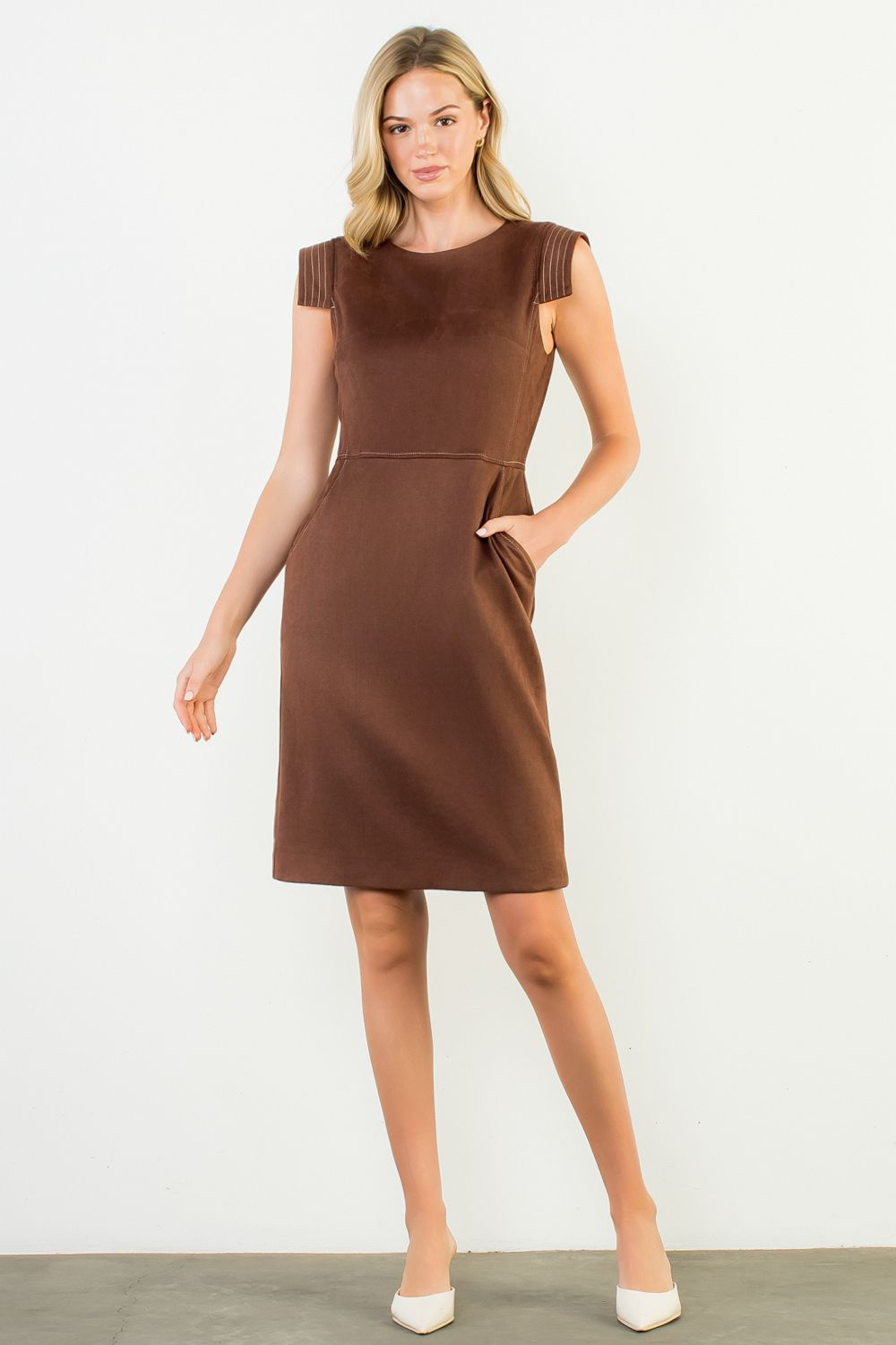 Suede Chic Cap Sleeve Dress