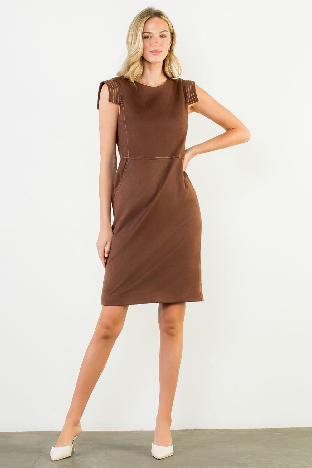 Suede Chic Cap Sleeve Dress