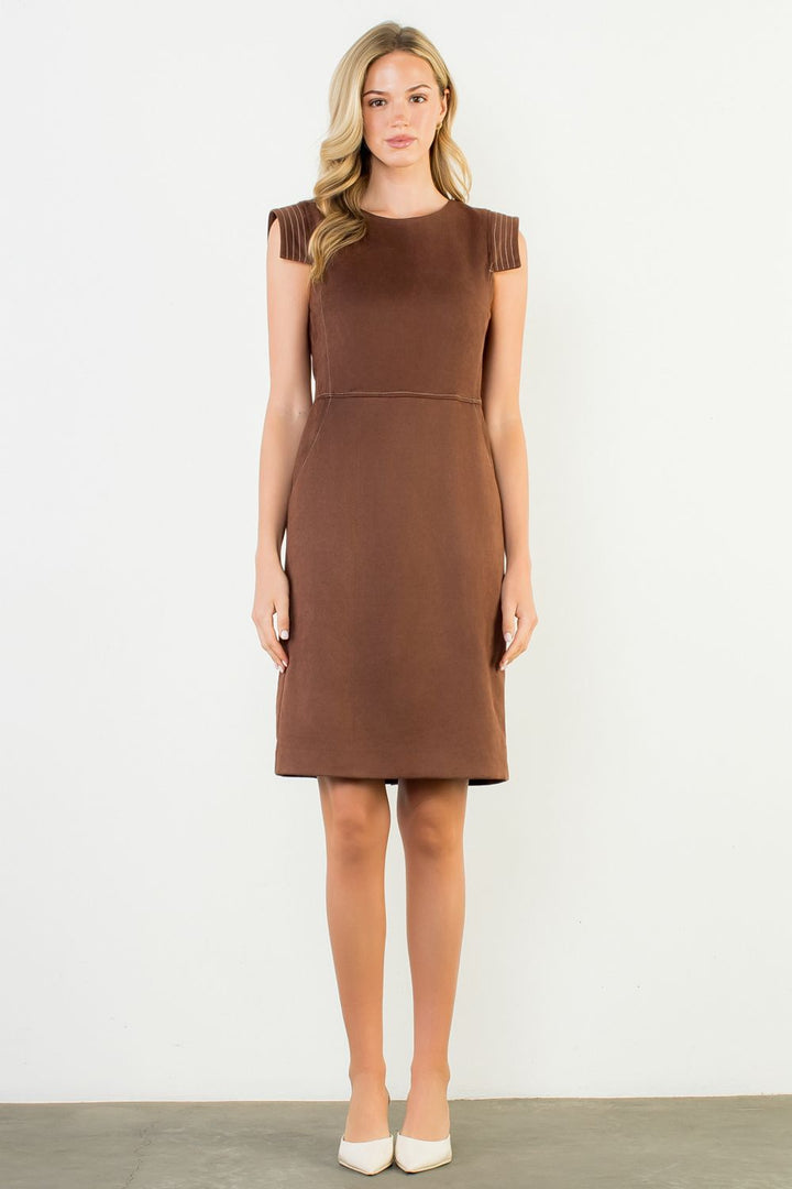 Suede Chic Cap Sleeve Dress