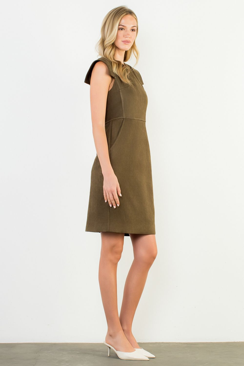 Suede Chic Cap Sleeve Dress
