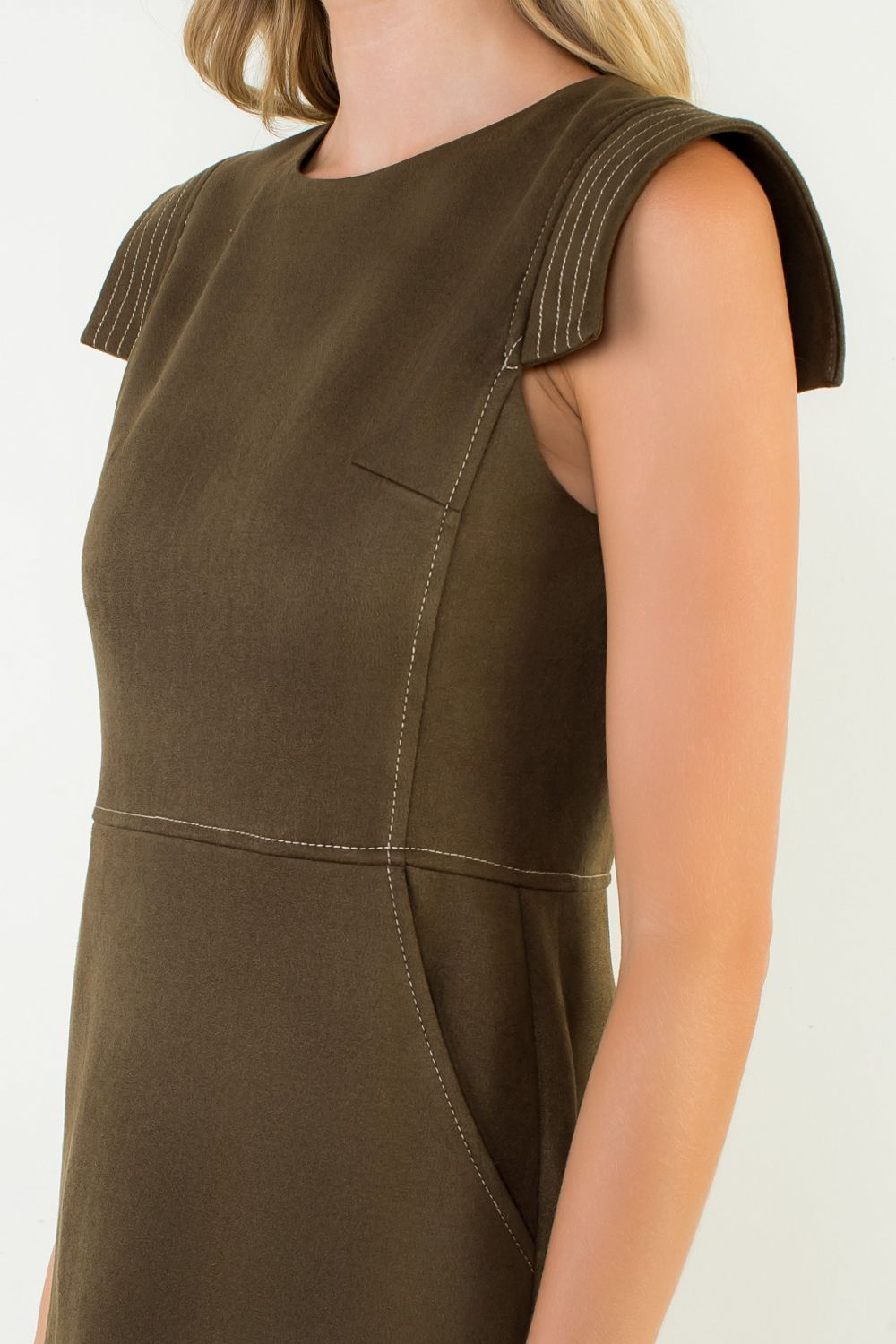 Suede Chic Cap Sleeve Dress