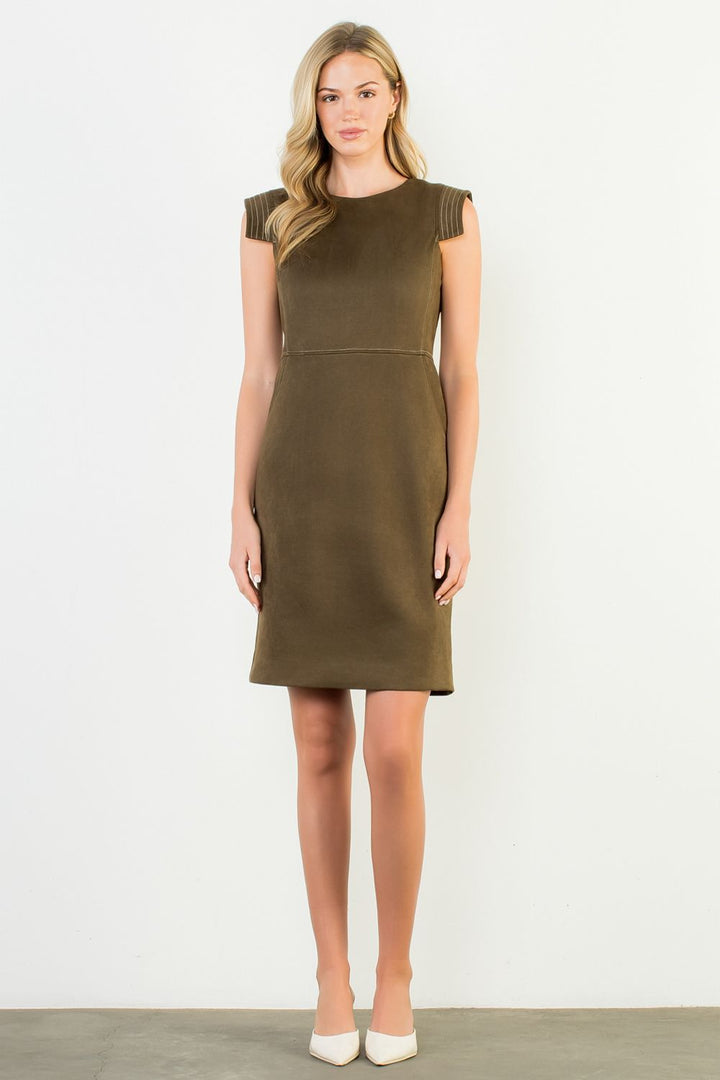 Suede Chic Cap Sleeve Dress
