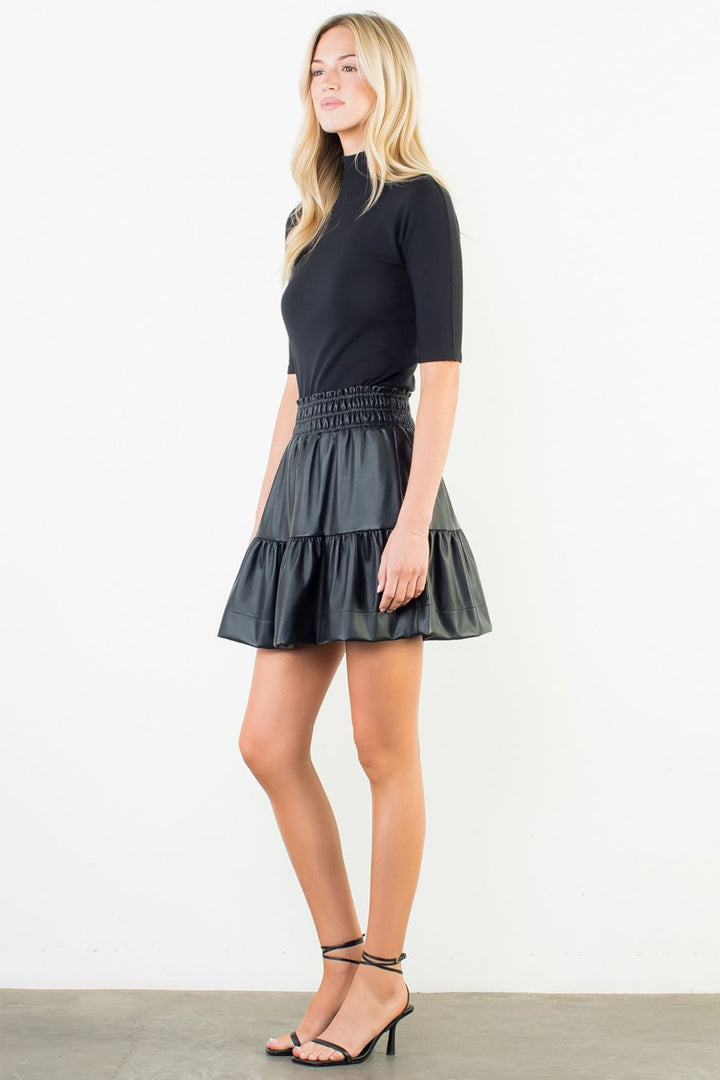 Gracie Tiered Pleather Skirt, Final Sale
