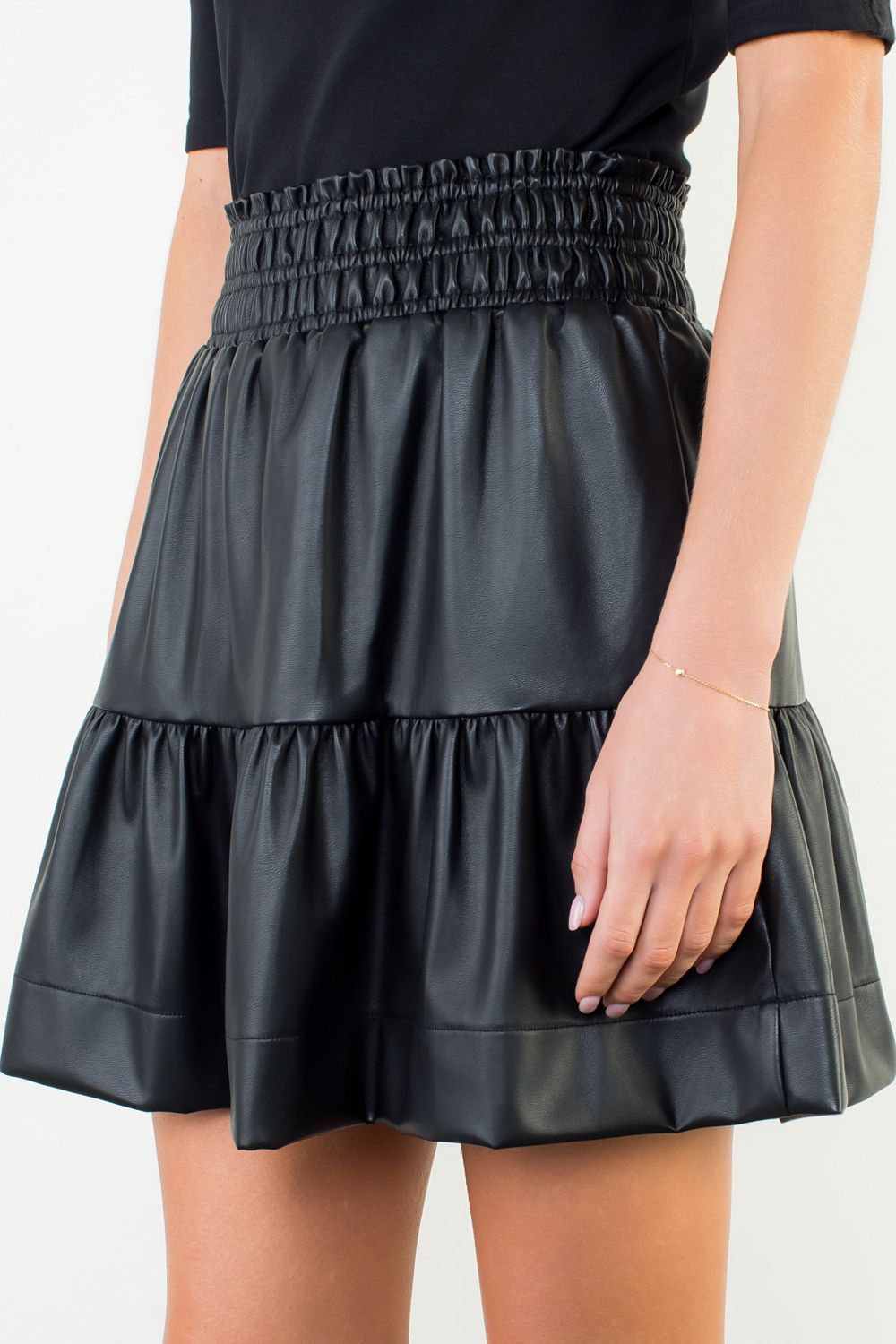 Gracie Tiered Pleather Skirt, Final Sale