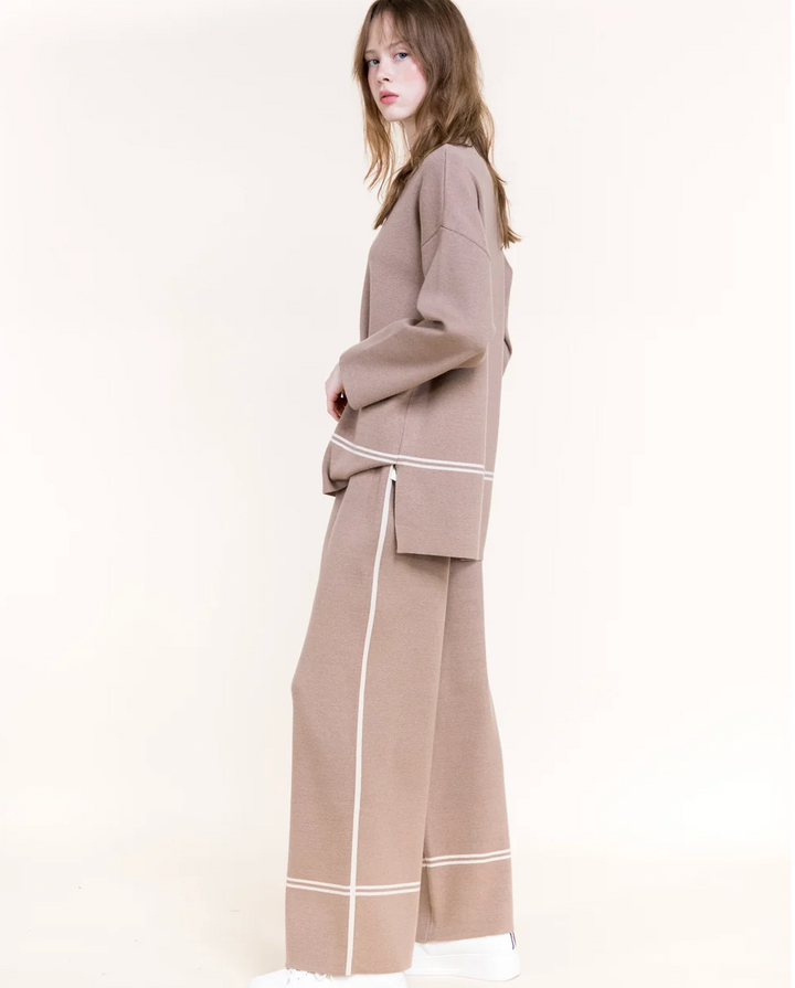 Tonal stripe mock neck sweater by Original, available in beige, black and khaki - view 10