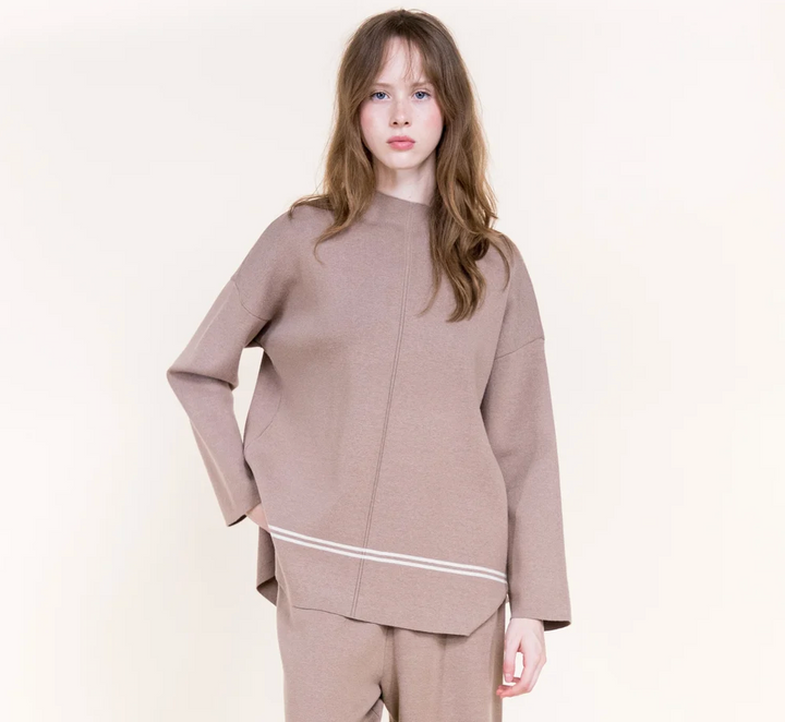 Tonal stripe mock neck sweater from Original at Just Girls Boutique - view 8